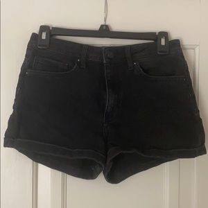 Black denim high waisted shorts